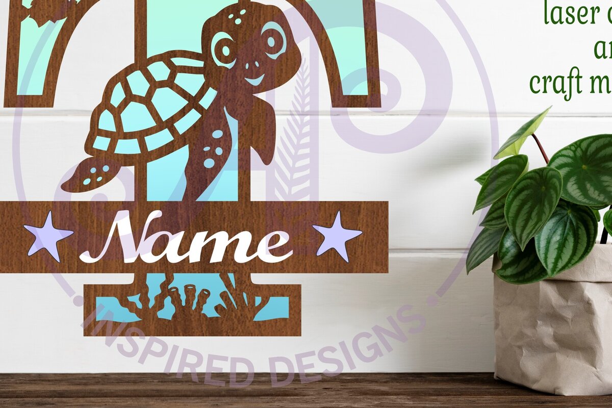 Σετ των 2 Intra απο ξύλο plywood 3mm-4mm πάχος – Μονόγραμμα κεφαλαίου της χελώνας T Δίασταση  20x20 cm INTRAFABR-94204655