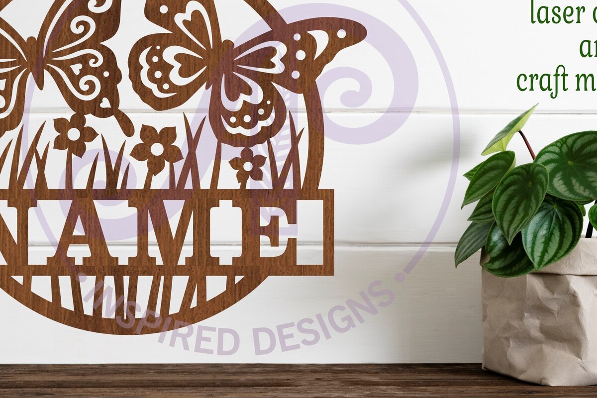 Σετ των 2 Intra απο ξύλο plywood 3mm-4mm πάχος – Πινακίδα ονόματος δύο πεταλούδων Cut Laser Δίασταση  20x20 cm INTRAFABR-87279991