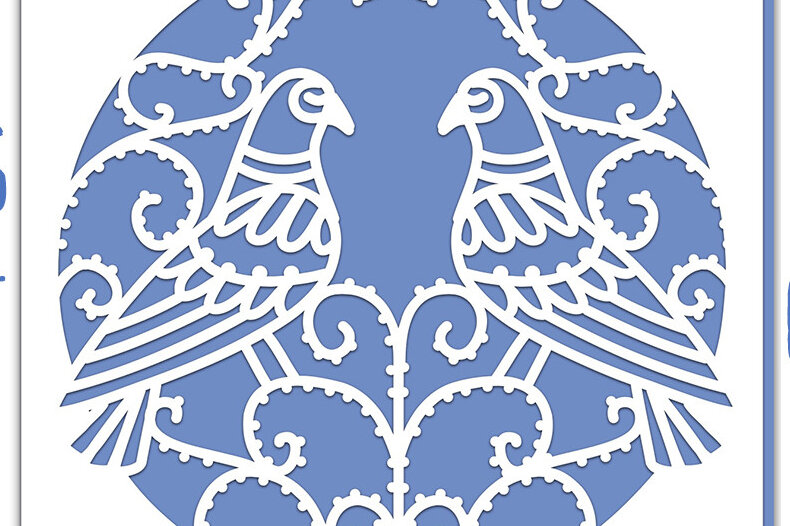 Σετ των 2 Intra απο ξύλο plywood 3mm-4mm πάχος – Δύο Doves Circle Card Δίασταση  20x20 cm INTRAFABR-58298382