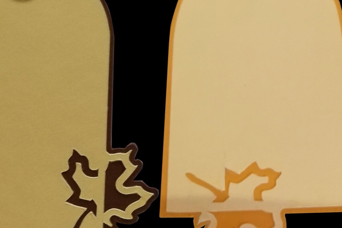 Σετ των 2 Intra απο ξύλο plywood 3mm-4mm πάχος – Δύο Ετικέτες δώρου - Φύλλο κολοκύθας Δίασταση  20x20 cm INTRAFABR-38328477