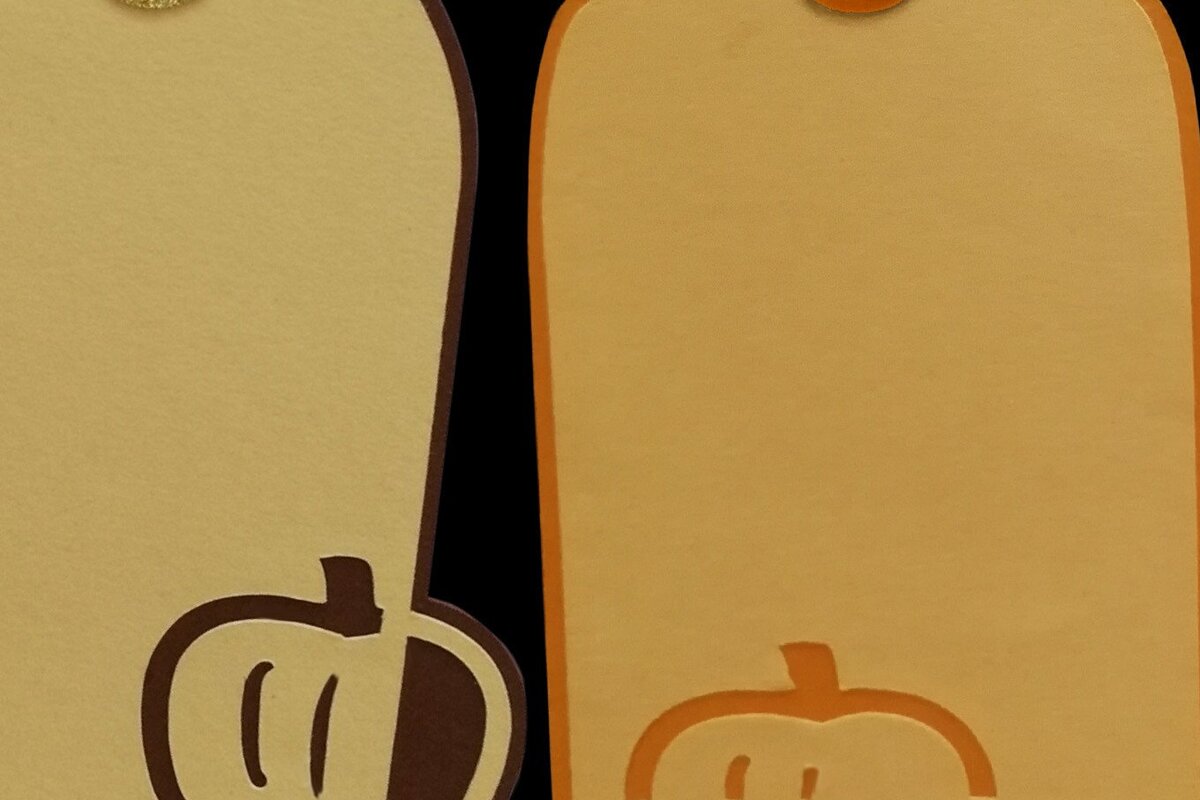 Σετ των 2 Intra απο ξύλο plywood 3mm-4mm πάχος – Δύο Ετικέτες Δώρου - Κολοκύθα Δίασταση  20x20 cm INTRAFABR-38287889