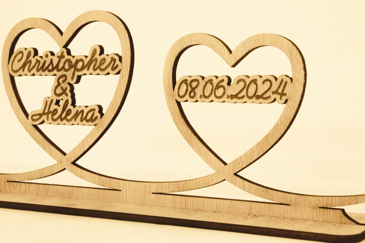 Σετ των 2 Intra απο ξύλο plywood 3mm-4mm πάχος – Σημάδι δύο καρδιών Δίασταση  20x20 cm INTRAFABR-121268904