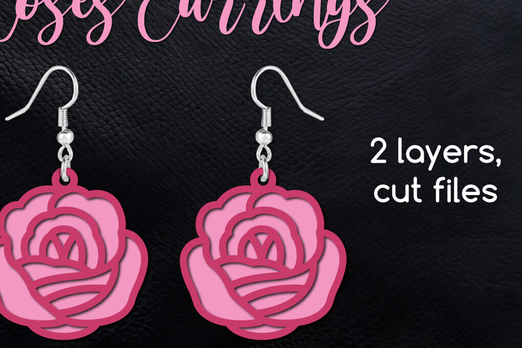 Σετ των 3 Intra απο ξύλο plywood 3mm-4mm πάχος – Σκουλαρίκι με δύο στρώσεις ροζ λουλούδι Δίασταση  5x5 cm INTRAFABR-124698800