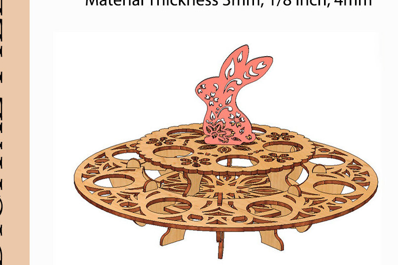 Σετ των 2 Intra απο ξύλο plywood 3mm-4mm πάχος – Στάση πασχαλινών αυγών δύο επιπέδων με λαγουδάκι Δίασταση  20x20 cm INTRAFABR-114741586