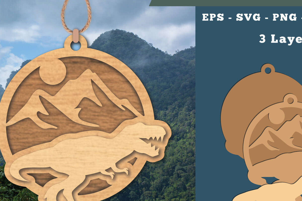 Σετ των 2 Intra απο ξύλο plywood 3mm-4mm πάχος – Στολίδι Tyrannosaurus Rex Δίασταση  20x20 cm INTRAFABR-112013561