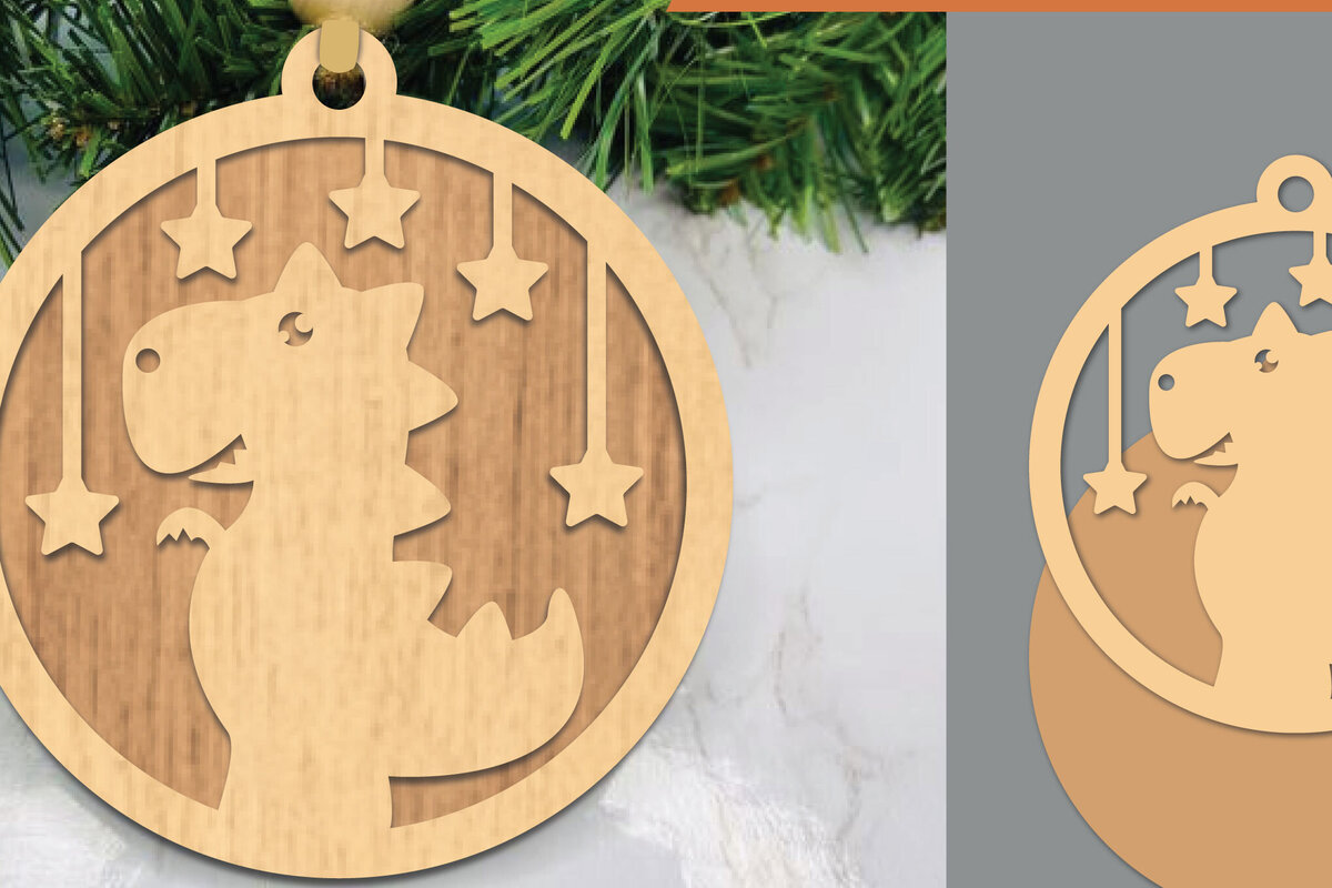 Σετ των 2 Intra απο ξύλο plywood 3mm-4mm πάχος – Στολίδι Tyrannosaurus Rex Δίασταση  20x20 cm INTRAFABR-106021377