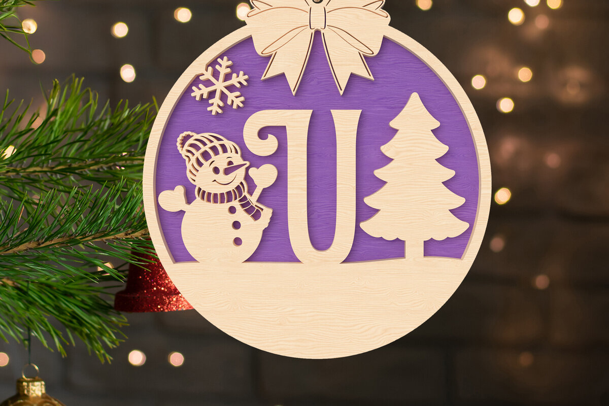 Σετ των 2 Intra απο ξύλο plywood 3mm-4mm πάχος – U Αρχικό χριστουγεννιάτικο στολίδι Δίασταση  20x20 cm INTRAFABR-107430530