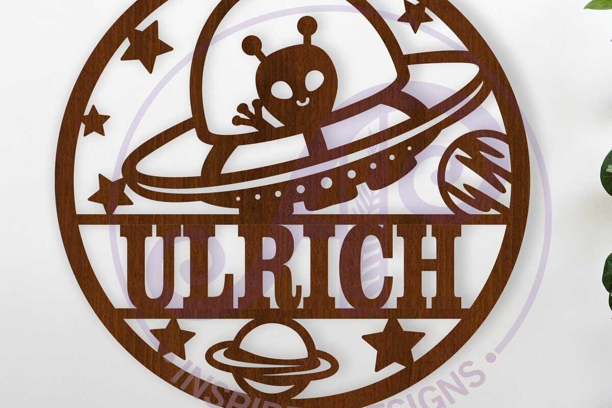 Σετ των 2 Intra απο ξύλο plywood 3mm-4mm πάχος – UFO Space Name Laser Δίασταση  20x20 cm INTRAFABR-117914308