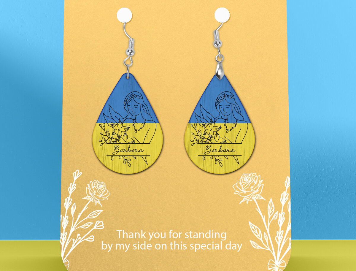 Σετ των 3 Intra απο ξύλο plywood 3mm-4mm πάχος – Σκουλαρίκι με σημαία της Ουκρανίας Δίασταση  5x5 cm INTRAFABR-26596128