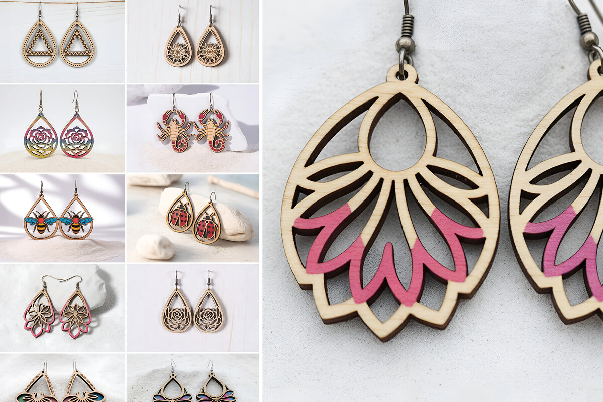 Σετ των 3 Intra απο ξύλο plywood 3mm-4mm πάχος – Πακέτο σκουλαρίκια Ultimate Cut Laser Δίασταση  5x5 cm INTRAFABR-121542593