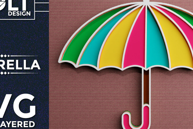 Σετ των 2 Intra απο ξύλο plywood 3mm-4mm πάχος – Umbrella 3D πολυεπίπεδο κομμένο αρχείο Δίασταση  20x20 cm INTRAFABR-69842662