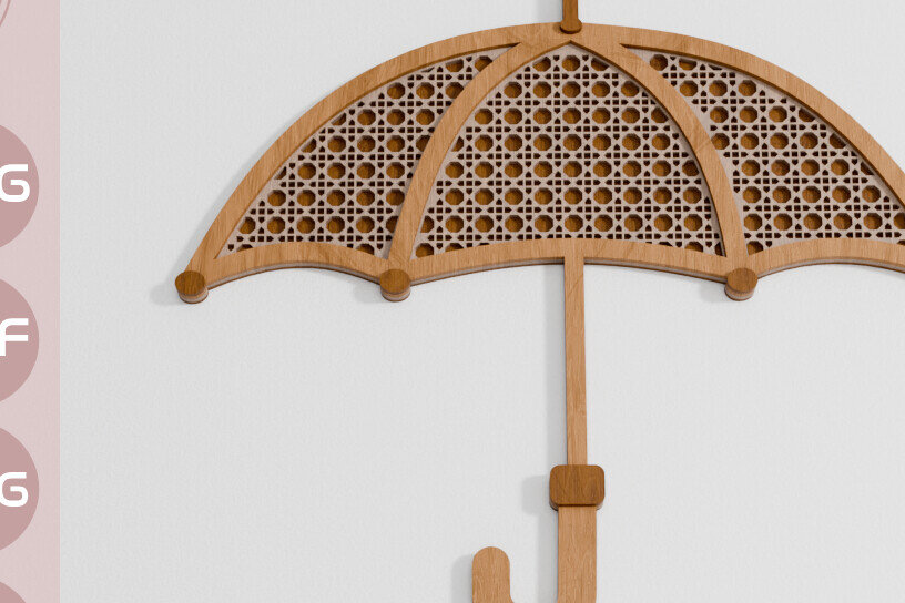 Σετ των 2 Intra απο ξύλο plywood 3mm-4mm πάχος – Umbrella Baby Rattan Lasercut Multilayer Δίασταση  20x20 cm INTRAFABR-105022803