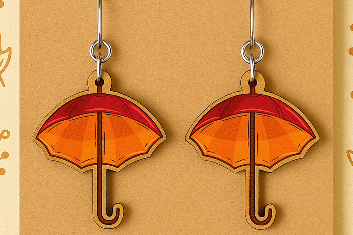 Σετ των 3 Intra απο ξύλο plywood 3mm-4mm πάχος – Σκουλαρίκια ομπρέλας Φθινοπωρινό Δίασταση  5x5 cm INTRAFABR-125232111