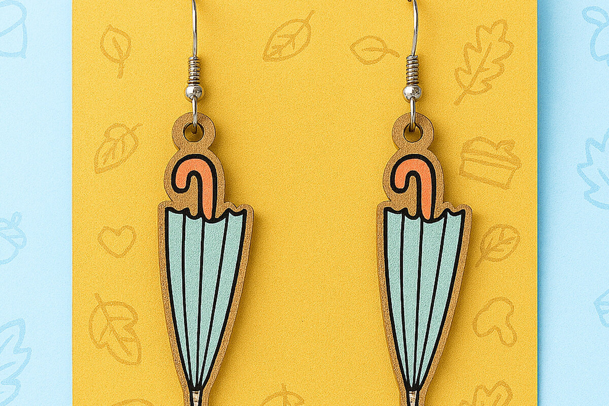 Σετ των 3 Intra απο ξύλο plywood 3mm-4mm πάχος – Σκουλαρίκια ομπρέλα Δίασταση  5x5 cm INTRAFABR-125298063