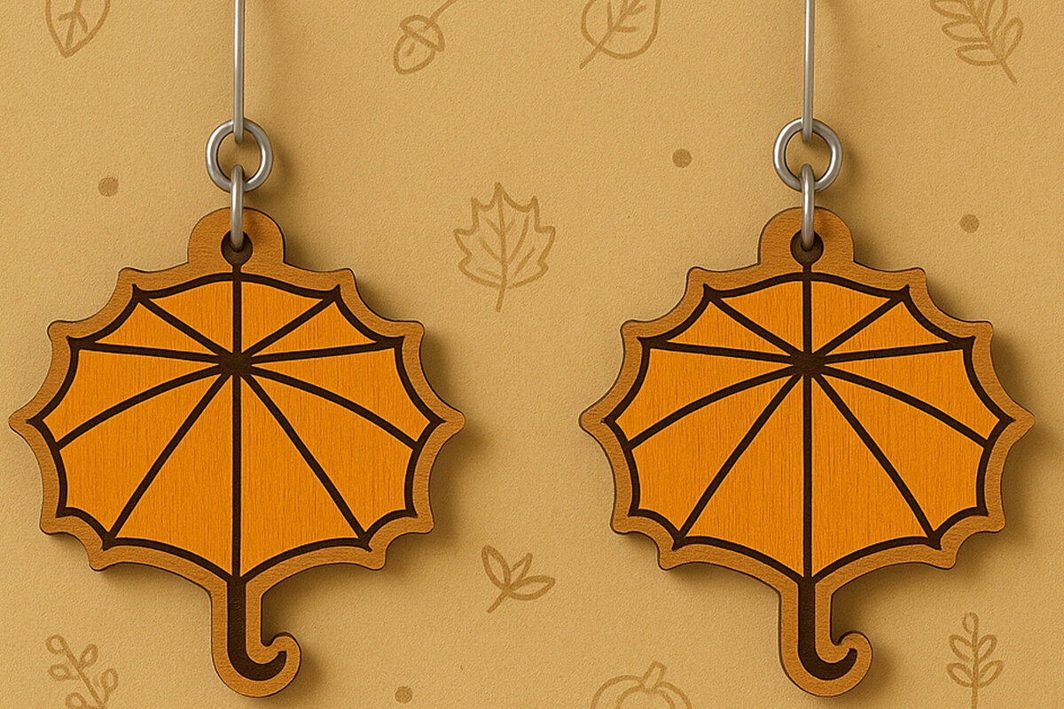 Σετ των 3 Intra απο ξύλο plywood 3mm-4mm πάχος – Σκουλαρίκια ομπρέλας Δίασταση  5x5 cm INTRAFABR-125232057