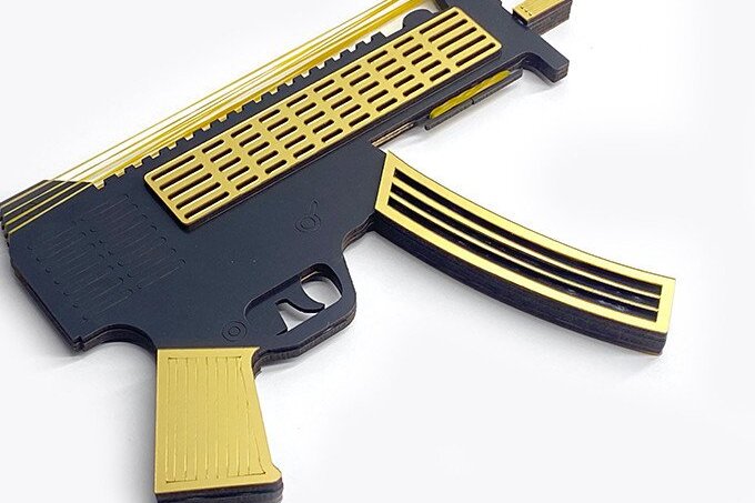 Σετ των 2 Intra απο ξύλο plywood 3mm-4mm πάχος – Αρχεία UMP Rubber Band Gun Glowforge Cut Δίασταση  20x20 cm INTRAFABR-37547832