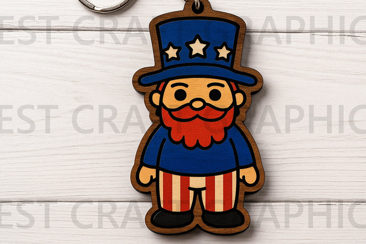 Σετ των 3 Intra απο ξύλο plywood 3mm-4mm πάχος – Μπρελόκ Uncle Red Beard Δίασταση  5x5 cm INTRAFABR-122666305