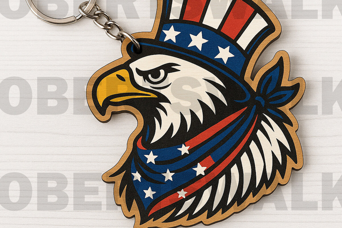 Σετ των 3 Intra απο ξύλο plywood 3mm-4mm πάχος – Μπρελόκ Uncle Sam Eagle Δίασταση  5x5 cm INTRAFABR-122268217