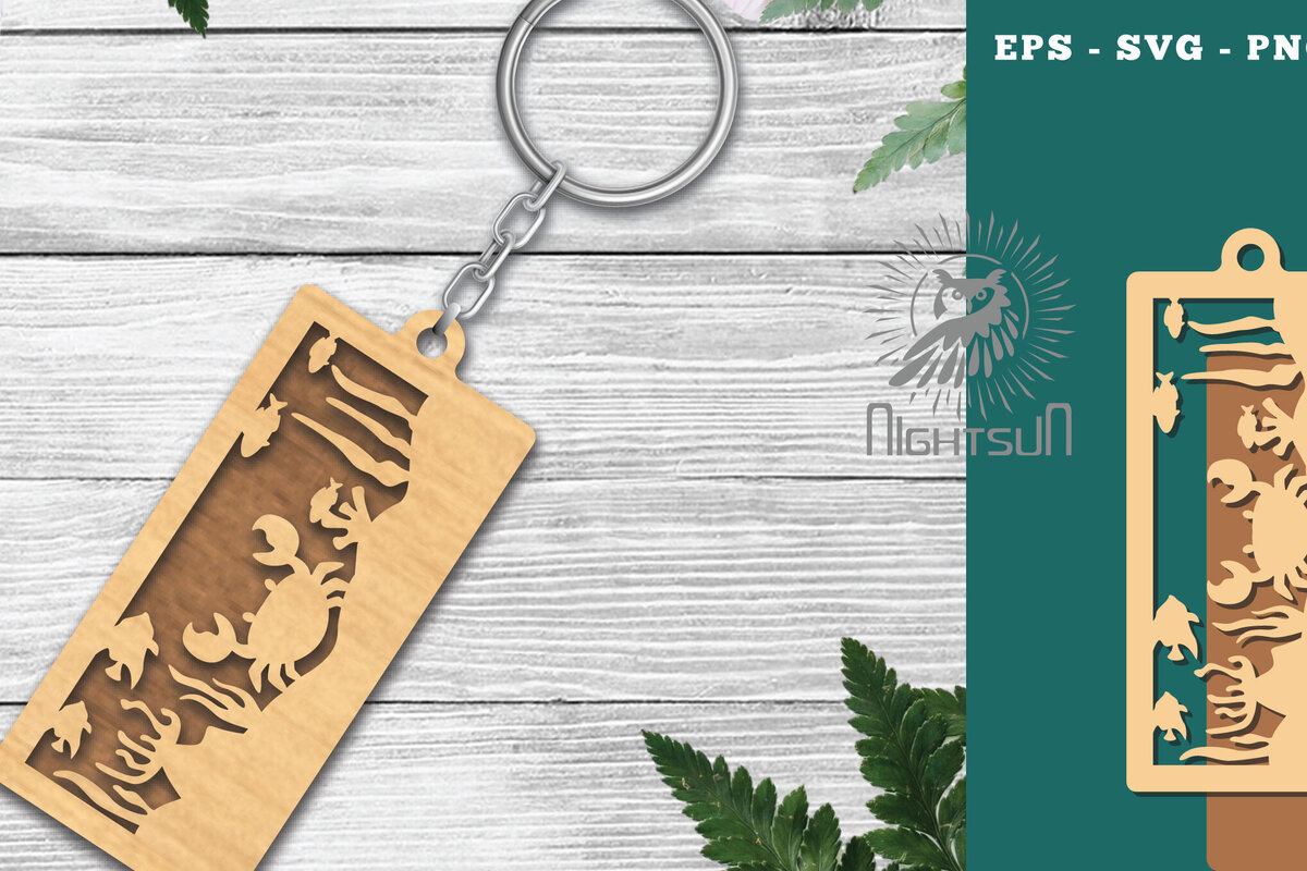 Σετ των 3 Intra απο ξύλο plywood 3mm-4mm πάχος – Μπρελόκ με υποβρύχια σκηνή 2 Δίασταση  5x5 cm INTRAFABR-115318774