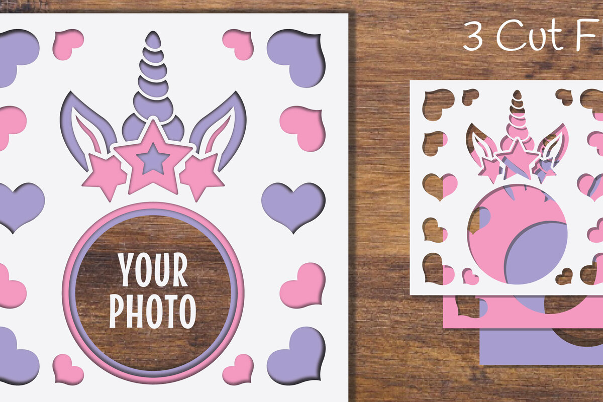 Intra απο ξύλο plywood 3mm-4mm πάχος – Unicorn 3D Layered Frame Papercut 2 Δίασταση  45x45 cm INTRAFABR-97611067