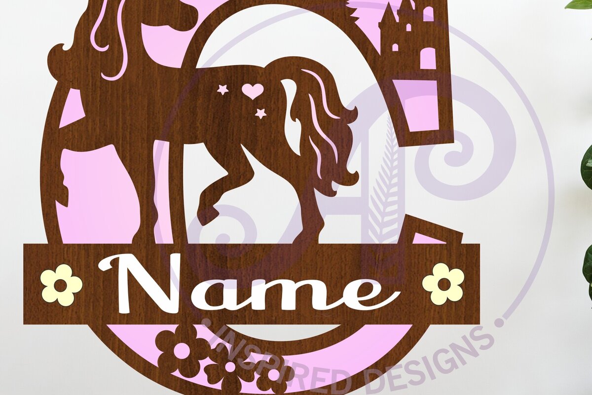 Σετ των 2 Intra απο ξύλο plywood 3mm-4mm πάχος – Μονόκερος κεφαλαίο μονόγραμμα Γράμμα Γ Δίασταση  20x20 cm INTRAFABR-118319360