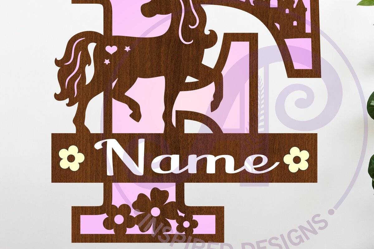 Σετ των 2 Intra απο ξύλο plywood 3mm-4mm πάχος – Μονόκερος κεφαλαίο μονόγραμμα Επιστολή F Δίασταση  20x20 cm INTRAFABR-118319313