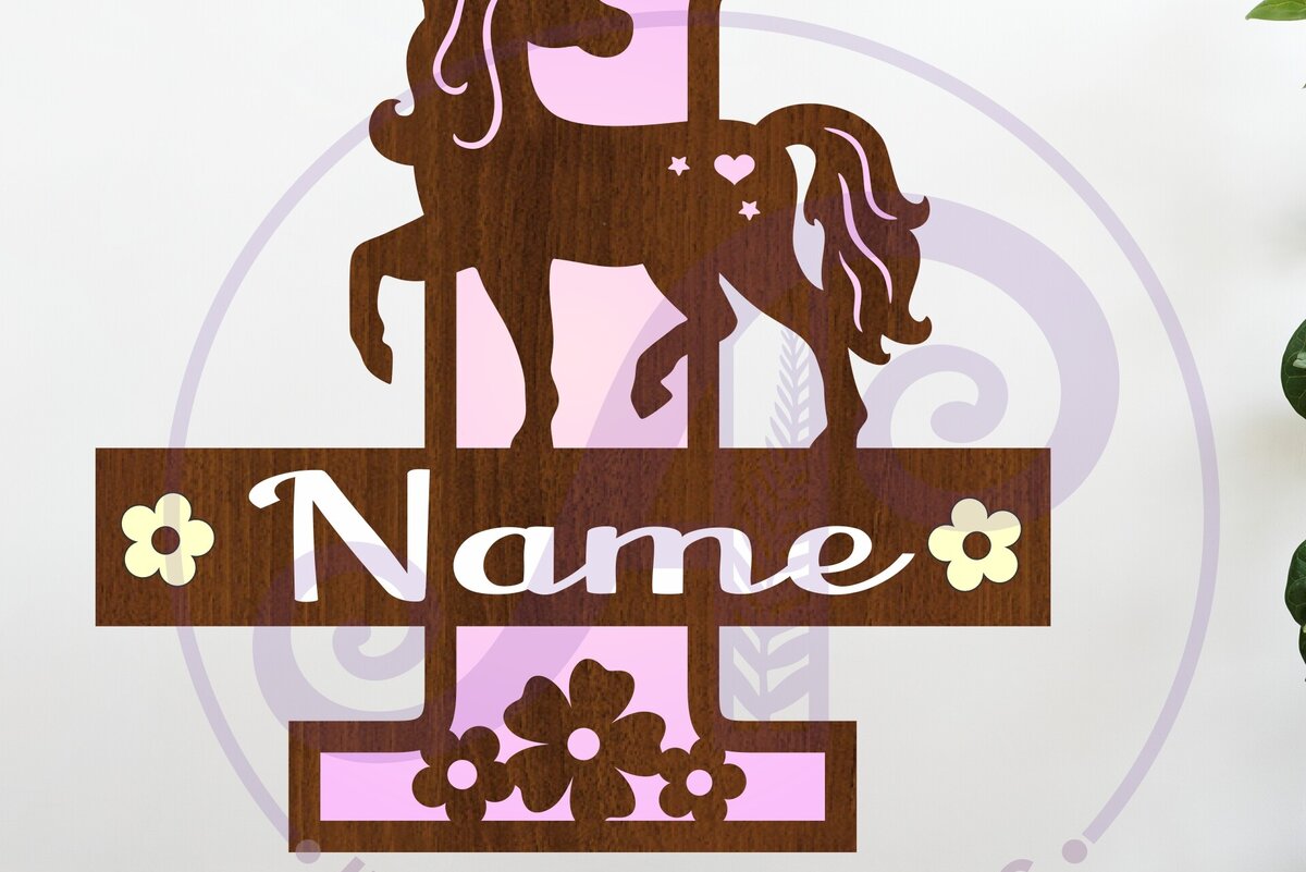 Σετ των 2 Intra απο ξύλο plywood 3mm-4mm πάχος – Μονόγραμμα κεφαλαίου μονόκερου Επιστολή I Δίασταση  20x20 cm INTRAFABR-118319278