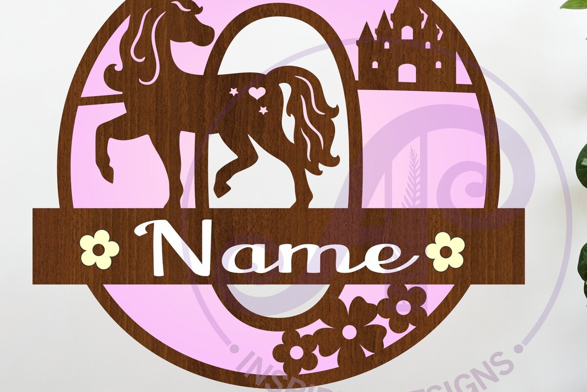 Σετ των 2 Intra απο ξύλο plywood 3mm-4mm πάχος – Μονόκερος κεφαλαίο μονόγραμμα Γράμμα O Δίασταση  20x20 cm INTRAFABR-118319184