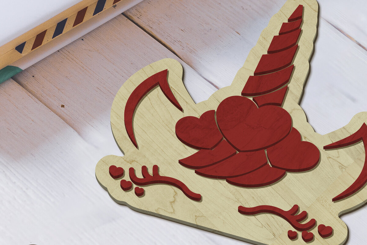 Intra απο ξύλο plywood 3mm-4mm πάχος – Διακοσμητικό πρότυπο κοπής λέιζερ UNICORN Δίασταση  40x30 cm INTRAFABR-88300653