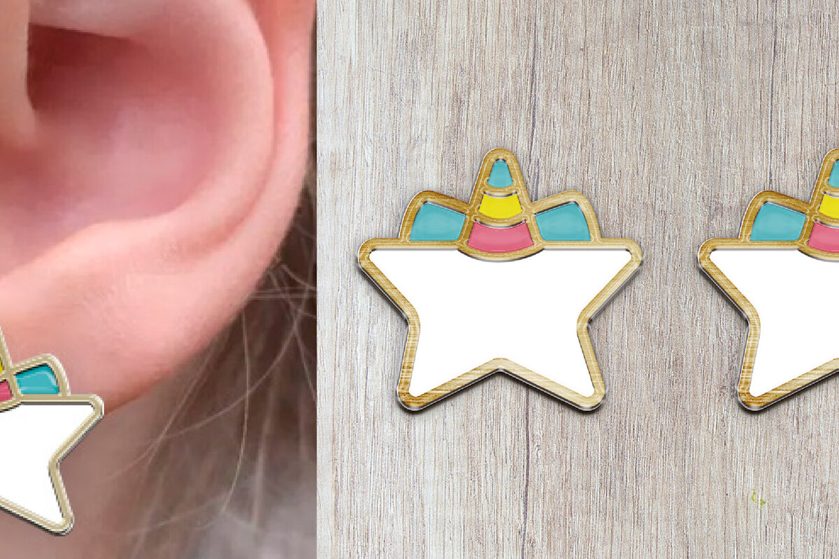 Σετ των 3 Intra απο ξύλο plywood 3mm-4mm πάχος – Σκουλαρίκια Unicorn. Δίασταση  5x5 cm INTRAFABR-120574879