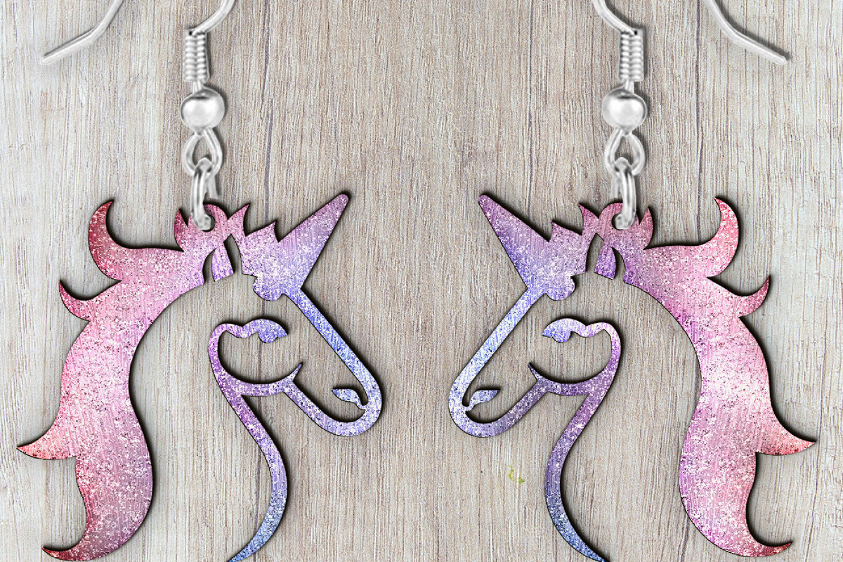 Σετ των 3 Intra απο ξύλο plywood 3mm-4mm πάχος – Σκουλαρίκια Unicorn. Δίασταση  5x5 cm INTRAFABR-120792358