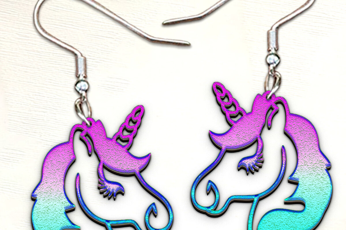 Σετ των 3 Intra απο ξύλο plywood 3mm-4mm πάχος – Σκουλαρίκια Unicorn. Σκουλαρίκι Boho Δίασταση  5x5 cm INTRAFABR-121853630