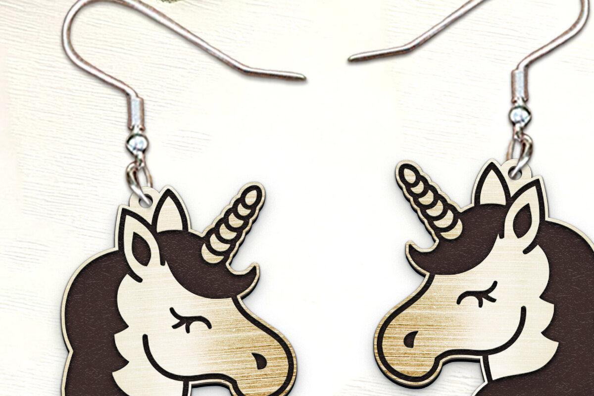 Σετ των 3 Intra απο ξύλο plywood 3mm-4mm πάχος – Σκουλαρίκια Unicorn. Σκουλαρίκι Boho Δίασταση  5x5 cm INTRAFABR-122536807