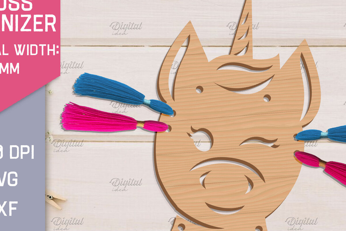 Σετ των 2 Intra απο ξύλο plywood 3mm-4mm πάχος – Organizer Unicorn Floss. Laser αποθήκευσης Δίασταση  20x20 cm INTRAFABR-83740031