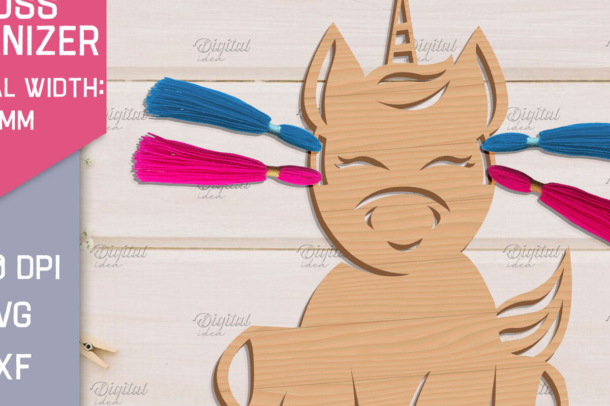 Σετ των 2 Intra απο ξύλο plywood 3mm-4mm πάχος – Organizer Unicorn Floss. Laser αποθήκευσης Δίασταση  20x20 cm INTRAFABR-83740095