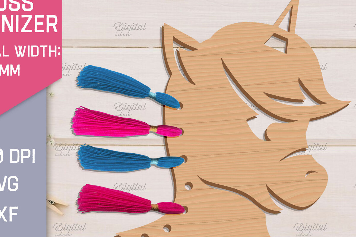 Σετ των 2 Intra απο ξύλο plywood 3mm-4mm πάχος – Organizer Unicorn Floss. Laser αποθήκευσης Δίασταση  20x20 cm INTRAFABR-83740127