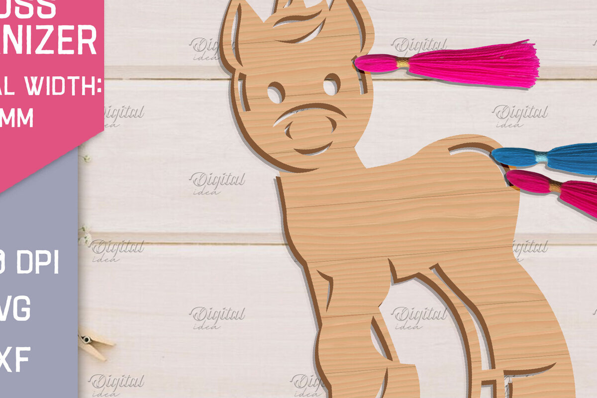 Σετ των 2 Intra απο ξύλο plywood 3mm-4mm πάχος – Organizer Unicorn Floss. Laser αποθήκευσης Δίασταση  20x20 cm INTRAFABR-83739746