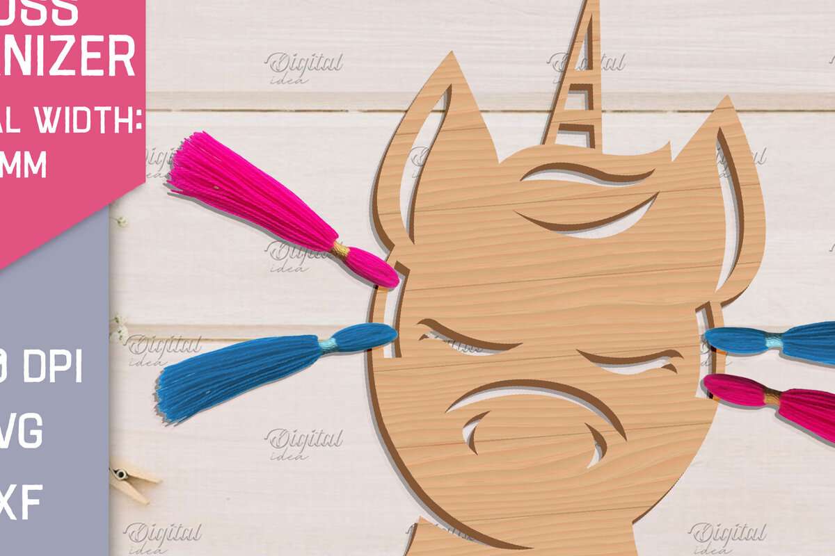 Σετ των 2 Intra απο ξύλο plywood 3mm-4mm πάχος – Organizer Unicorn Floss. Laser αποθήκευσης Δίασταση  20x20 cm INTRAFABR-83739779