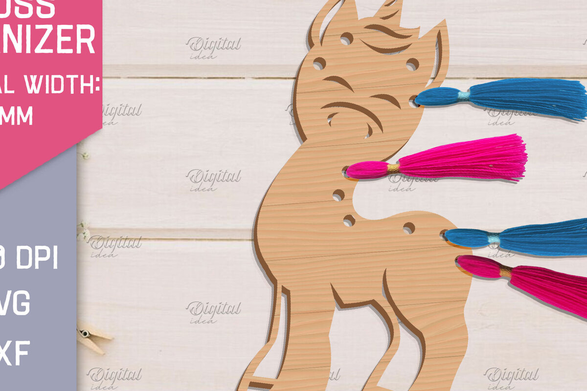 Σετ των 2 Intra απο ξύλο plywood 3mm-4mm πάχος – Organizer Unicorn Floss. Laser αποθήκευσης Δίασταση  20x20 cm INTRAFABR-83739812