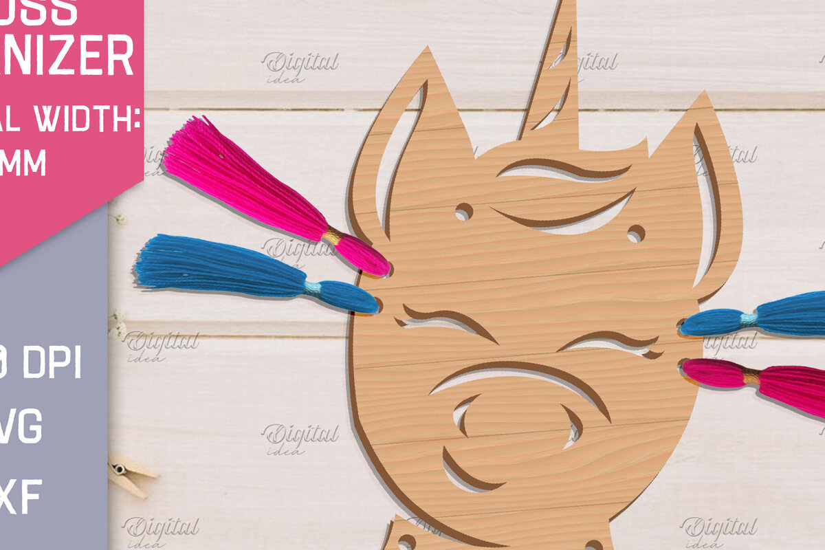 Σετ των 2 Intra απο ξύλο plywood 3mm-4mm πάχος – Organizer Unicorn Floss. Laser αποθήκευσης Δίασταση  20x20 cm INTRAFABR-83739871