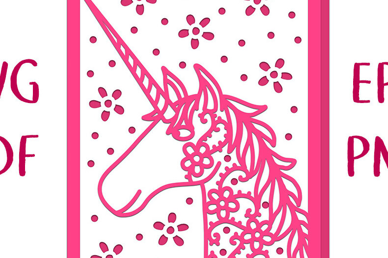 Σετ των 2 Intra απο ξύλο plywood 3mm-4mm πάχος – Αρχείο αποκοπής ευχετήριων καρτών Unicorn Δίασταση  20x20 cm INTRAFABR-30436692