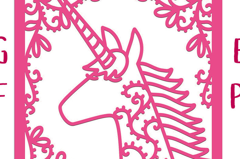 Σετ των 2 Intra απο ξύλο plywood 3mm-4mm πάχος – Αρχείο αποκοπής ευχετήριων καρτών Unicorn Δίασταση  20x20 cm INTRAFABR-25775924