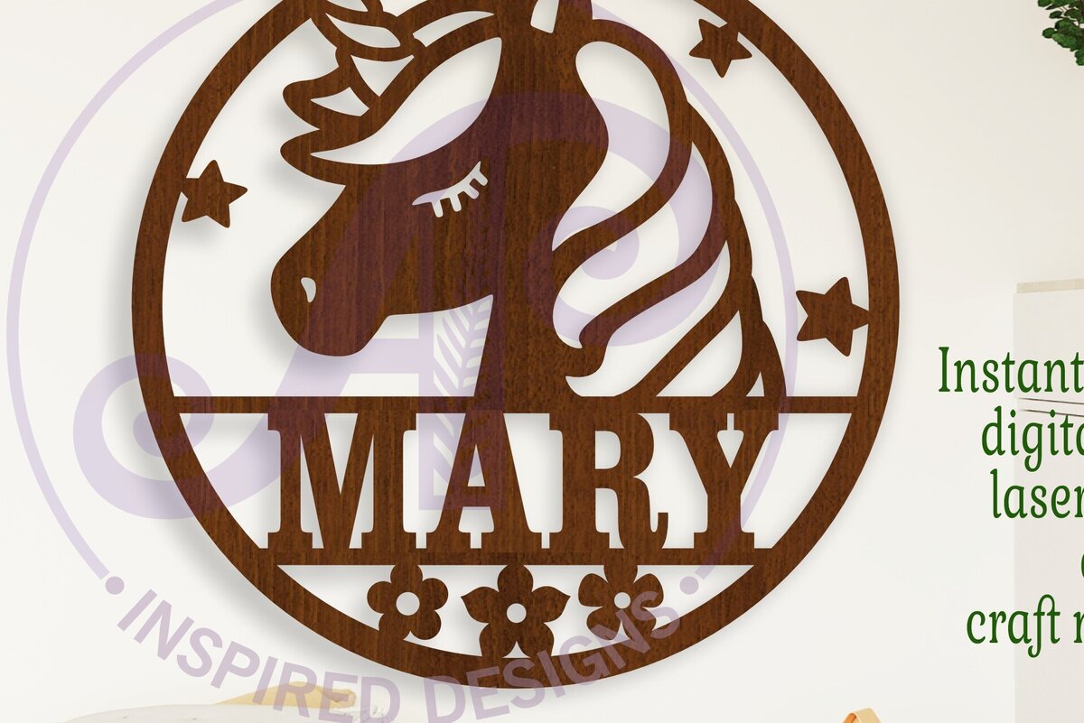 Intra απο ξύλο plywood 3mm-4mm πάχος – Μονόκερος Όνομα κεφαλής τοίχου, Δίασταση  40x30 cm INTRAFABR-114359281