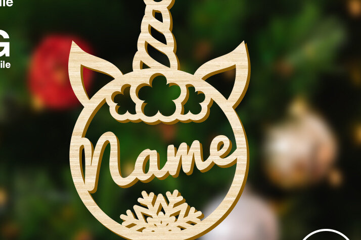 Σετ των 2 Intra απο ξύλο plywood 3mm-4mm πάχος – Μονόκερος Κέρας Διακόσμηση Χριστουγεννιάτικου Δέντρου Δίασταση  20x20 cm INTRAFABR-49951797