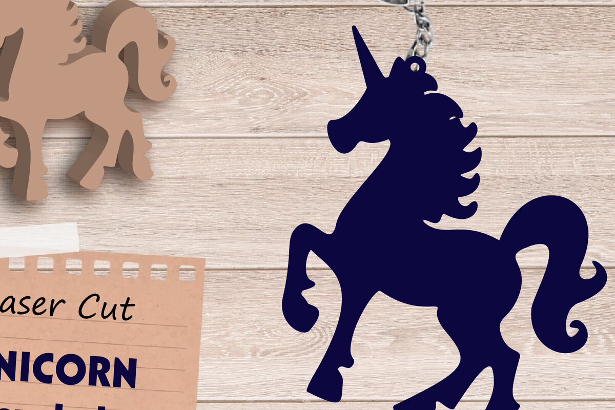 Σετ των 3 Intra απο ξύλο plywood 3mm-4mm πάχος – Unicorn Keychain, File Δίασταση  5x5 cm INTRAFABR-109059244