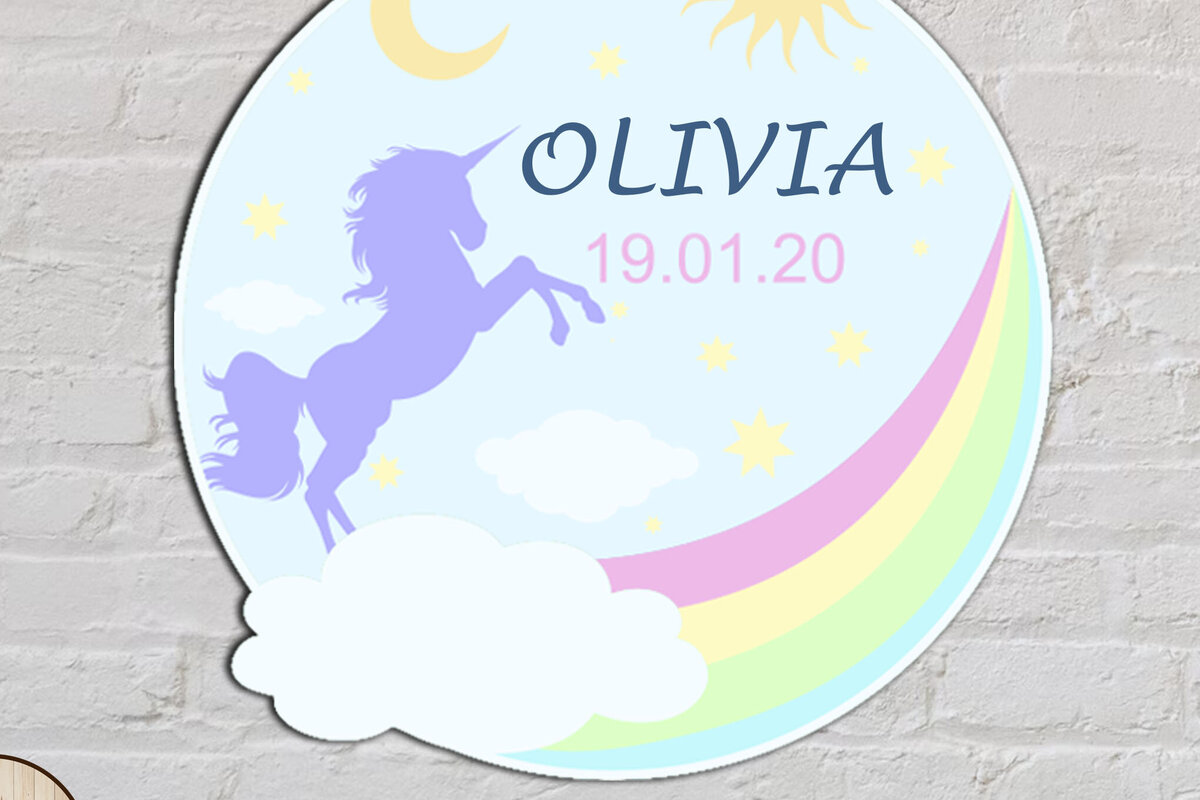 Σετ των 2 Intra απο ξύλο plywood 3mm-4mm πάχος – Πάνελ για παιδιά Unicorn, πρότυπο πολλαπλών επιπέδων Δίασταση  20x20 cm INTRAFABR-86492686