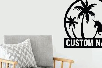 Σετ των 2 Intra απο ξύλο plywood 3mm-4mm πάχος – Unicorn Laser Beach Scene Metal Art Δίασταση  20x20 cm INTRAFABR-76453998