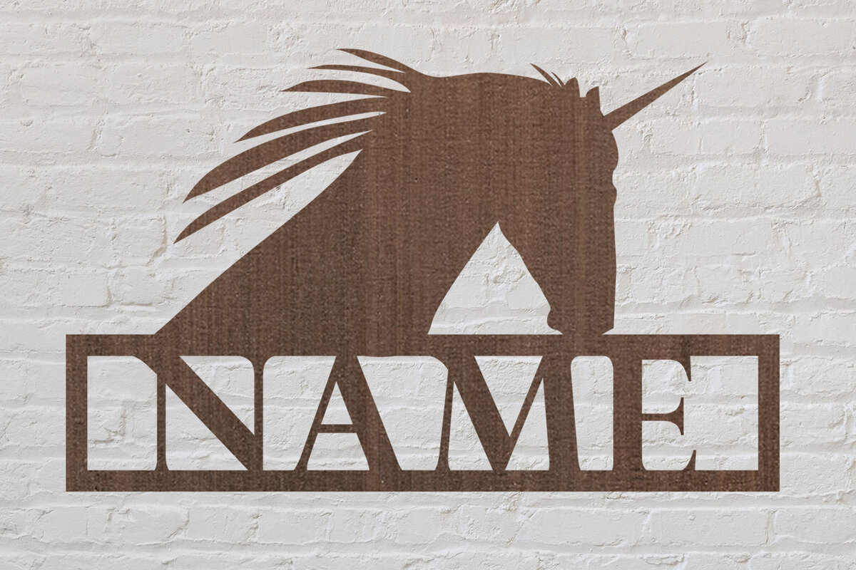 Σετ των 2 Intra απο ξύλο plywood 3mm-4mm πάχος – Πινακίδα ονόματος Unicorn Cut Laser Δίασταση  20x20 cm INTRAFABR-75805457