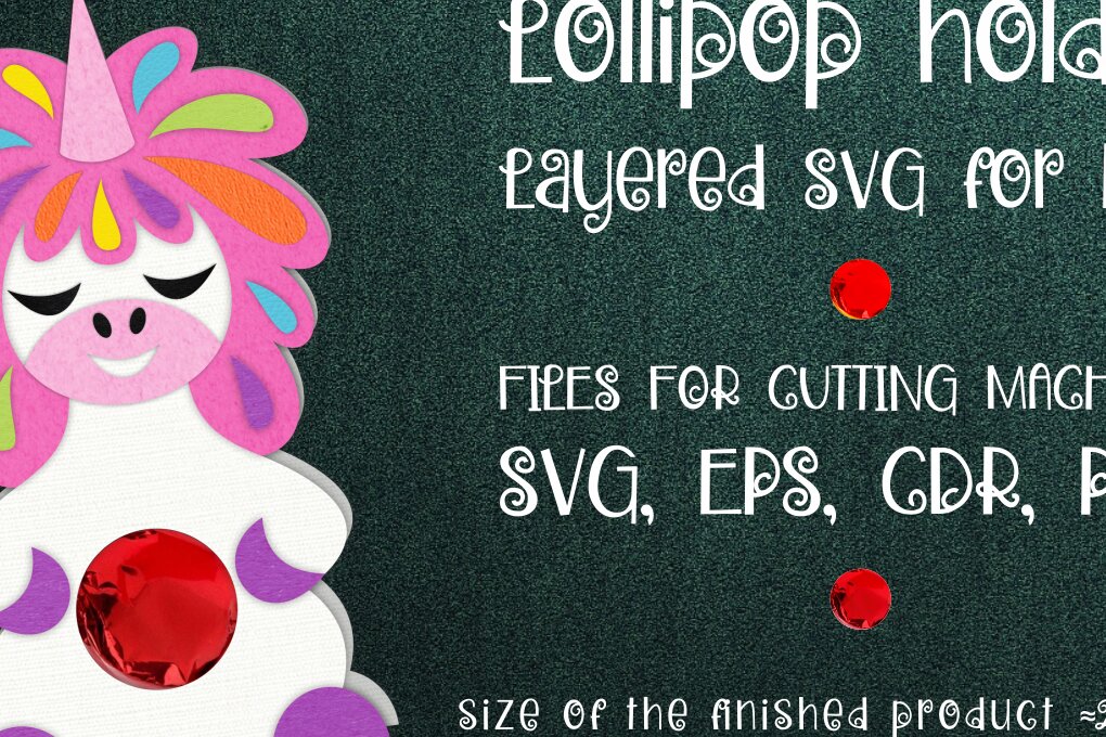 Σετ των 2 Intra απο ξύλο plywood 3mm-4mm πάχος – Πρότυπο θήκης Lollipop Unicorn Δίασταση  20x20 cm INTRAFABR-12546368