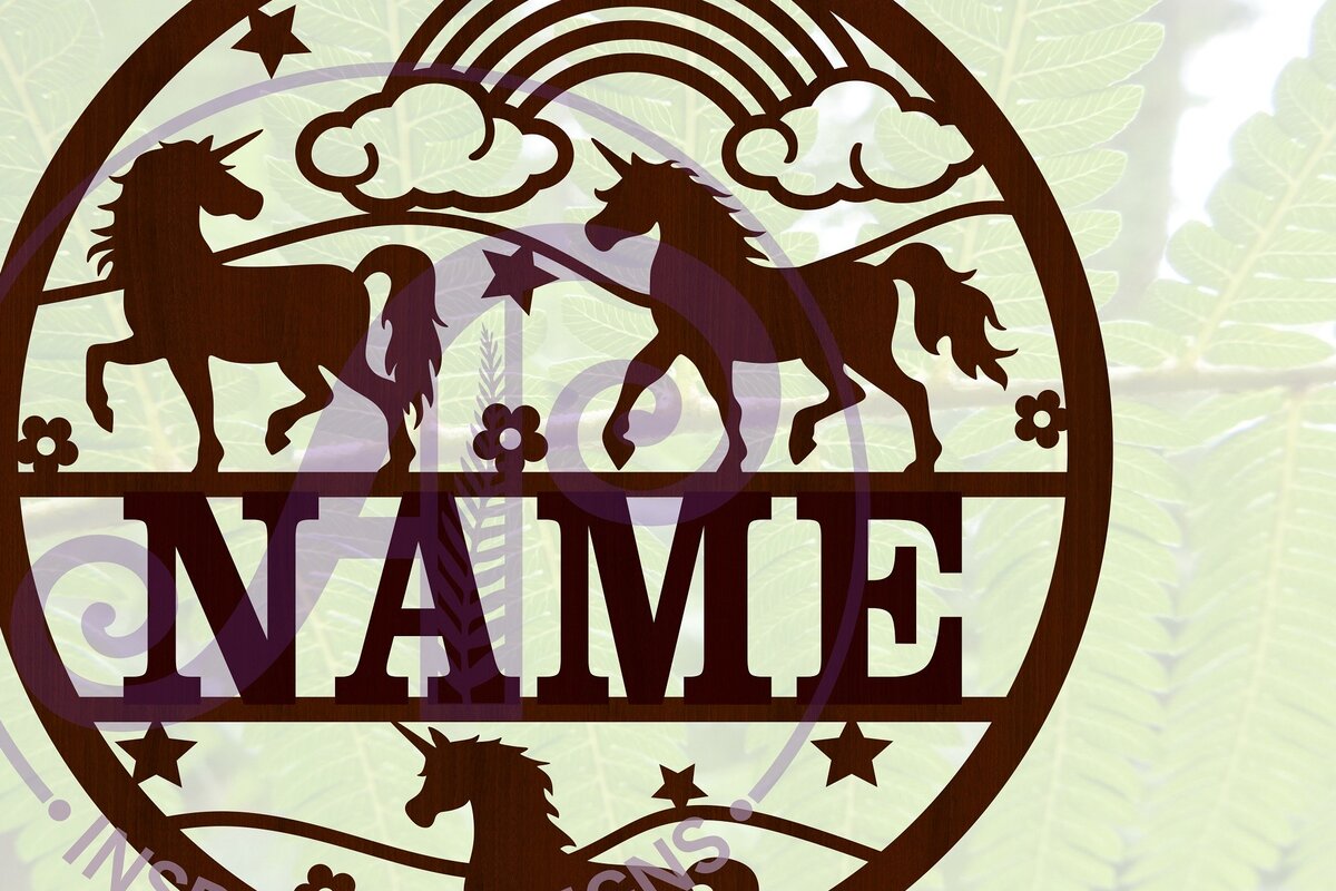 Σετ των 2 Intra απο ξύλο plywood 3mm-4mm πάχος – Μονόκερος Σήμα ονόματος Αποκοπή αρχείου Δίασταση  20x20 cm INTRAFABR-67410067